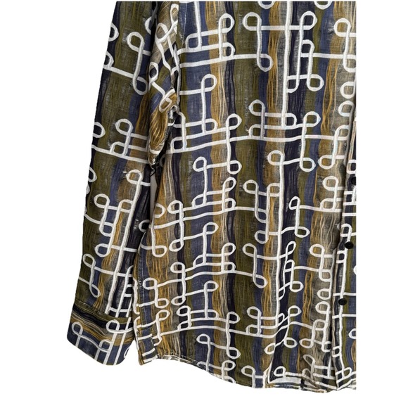 Jhane Barnes Mens XL Multicolor Long Sleeve Button Up Shirt Woven Abstract - Picture 4 of 10